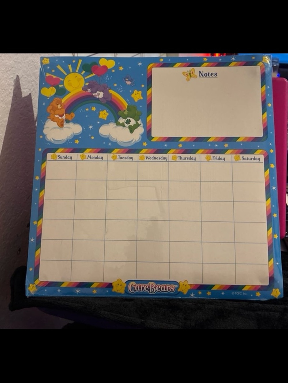 Care Bears Blue Weekly Planner with Rainbow and Notes